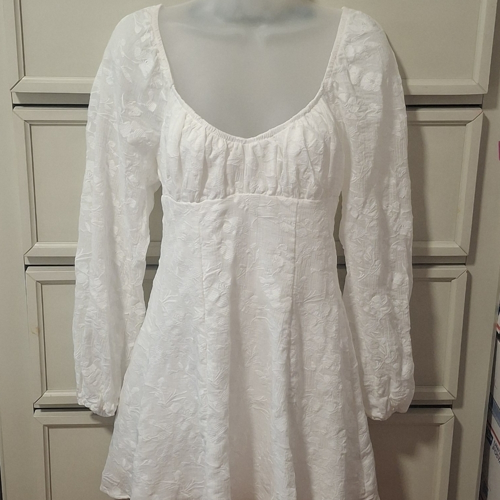 Wild Fable White Bishop Long Sleeve Dress